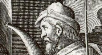 Ausschnitt: Alchemisten bei der Arbeit, Kupferstich um 1580