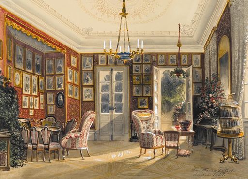 Summer salon, watercolor by Pieter Francis Peters, 1857